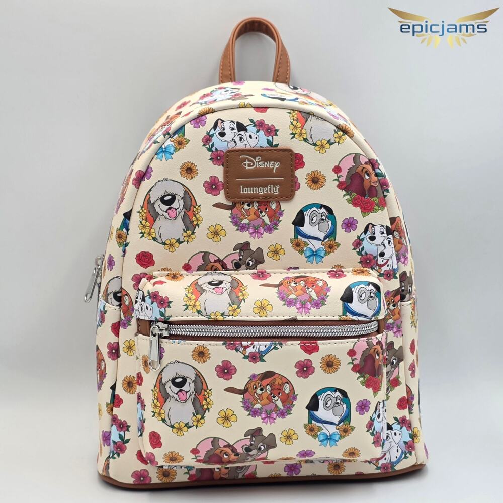 Loungefly Disney Dogs Flower Hearts Mini Backpack New